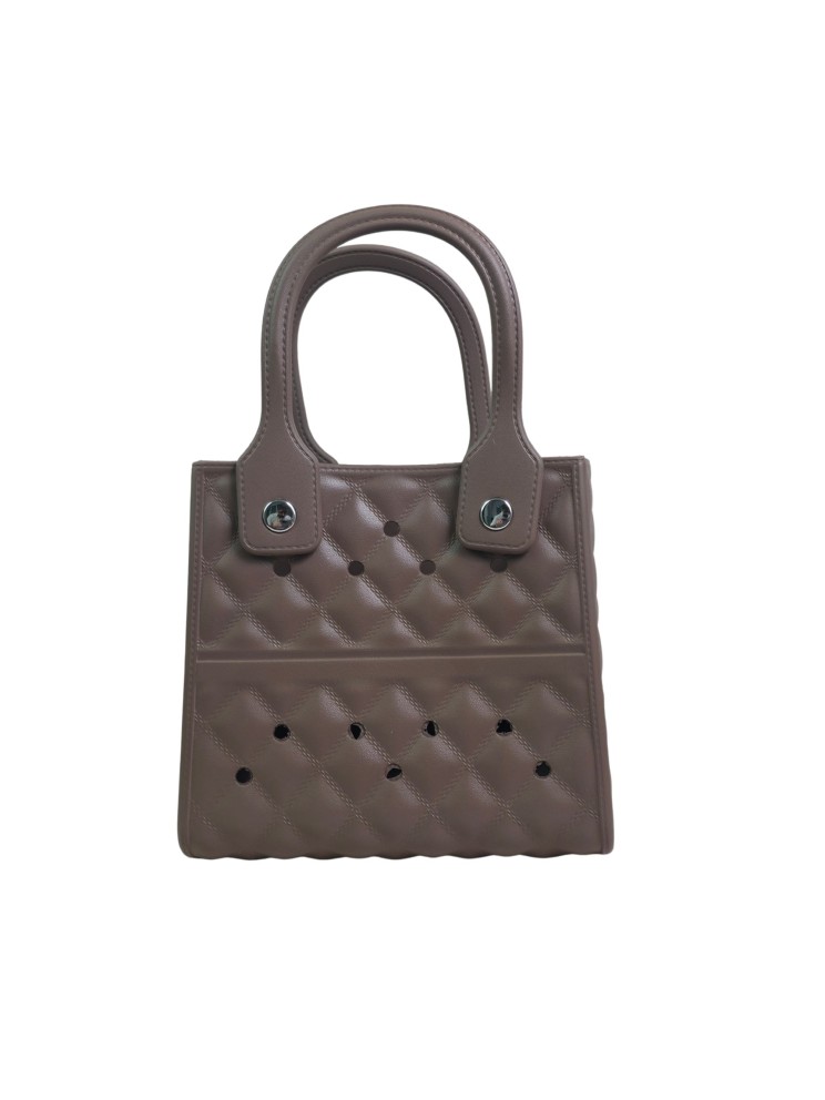 Madosh Women’s Mini Beach Tote Bag | Waterproof EVA Pool Handbag | Small Lightweight Carry Bag for Beach, Mini Rubber Travel & Daily Use Handbag– Brown 